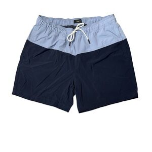 Theory Light Blue and Navy Swim Trunks